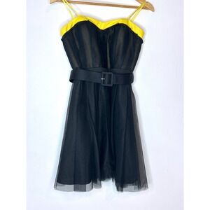 Aqua Dresses Yellow Black Fit & Flare‎ Party Cocktail Dress - Size 4
